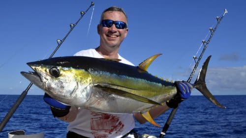 Thon jaune en peche a la traine par Gilles - www.rodfishingclub.com - Rodrigues - Maurice - Ocean Indien